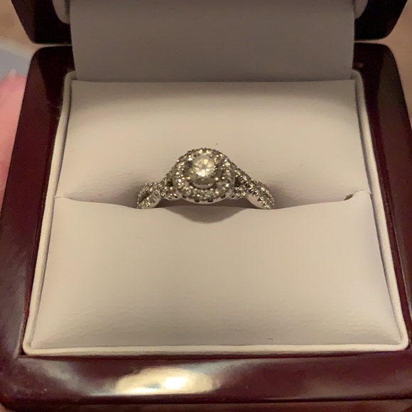 .38 Carat 14K White Gold Halo Engagement Ring - Picture 2 of 15